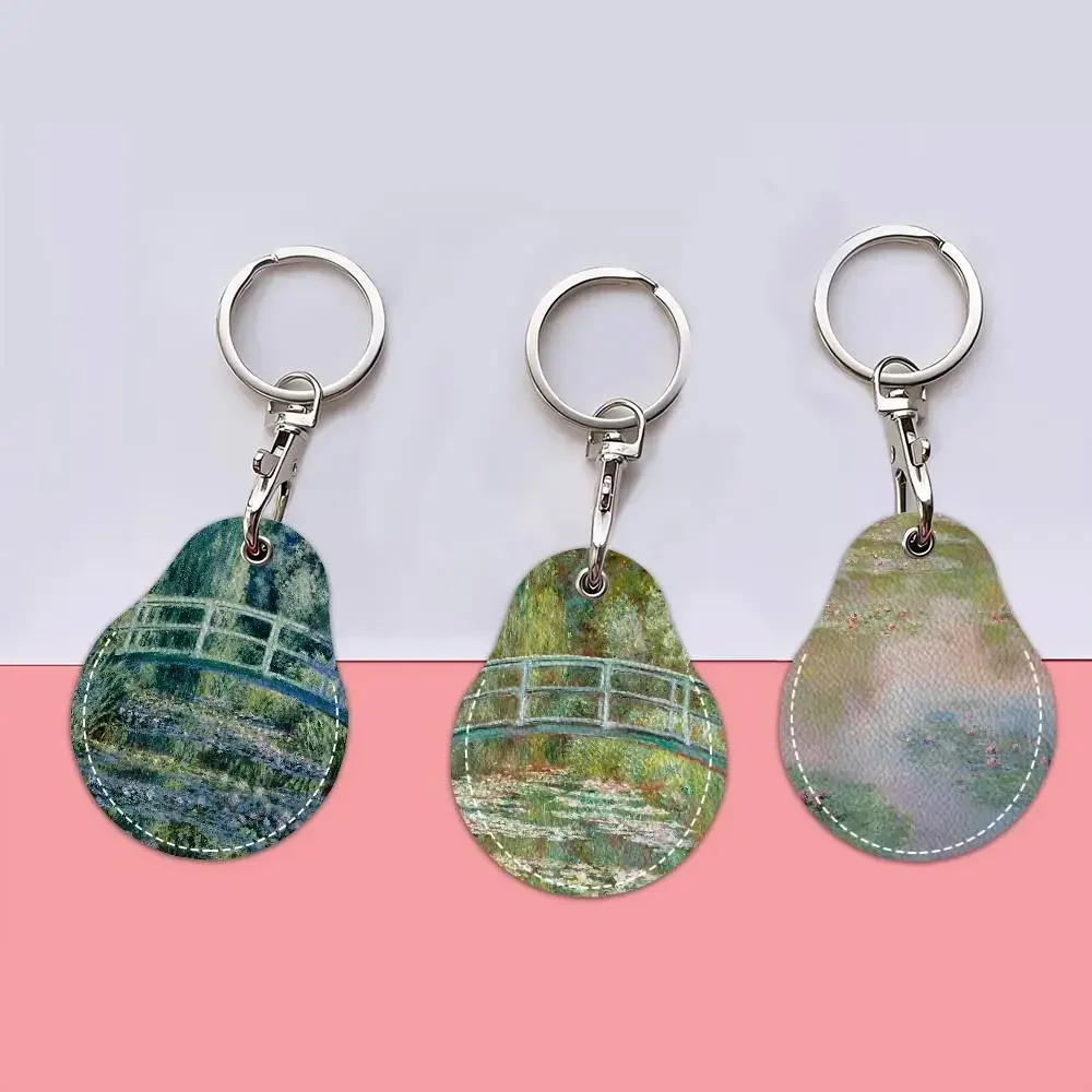 Famous Claude Monet Creative Cartoon Pattern Sensitive Access Card Protective Sleeve Keychain Fashion Decorative Pendant