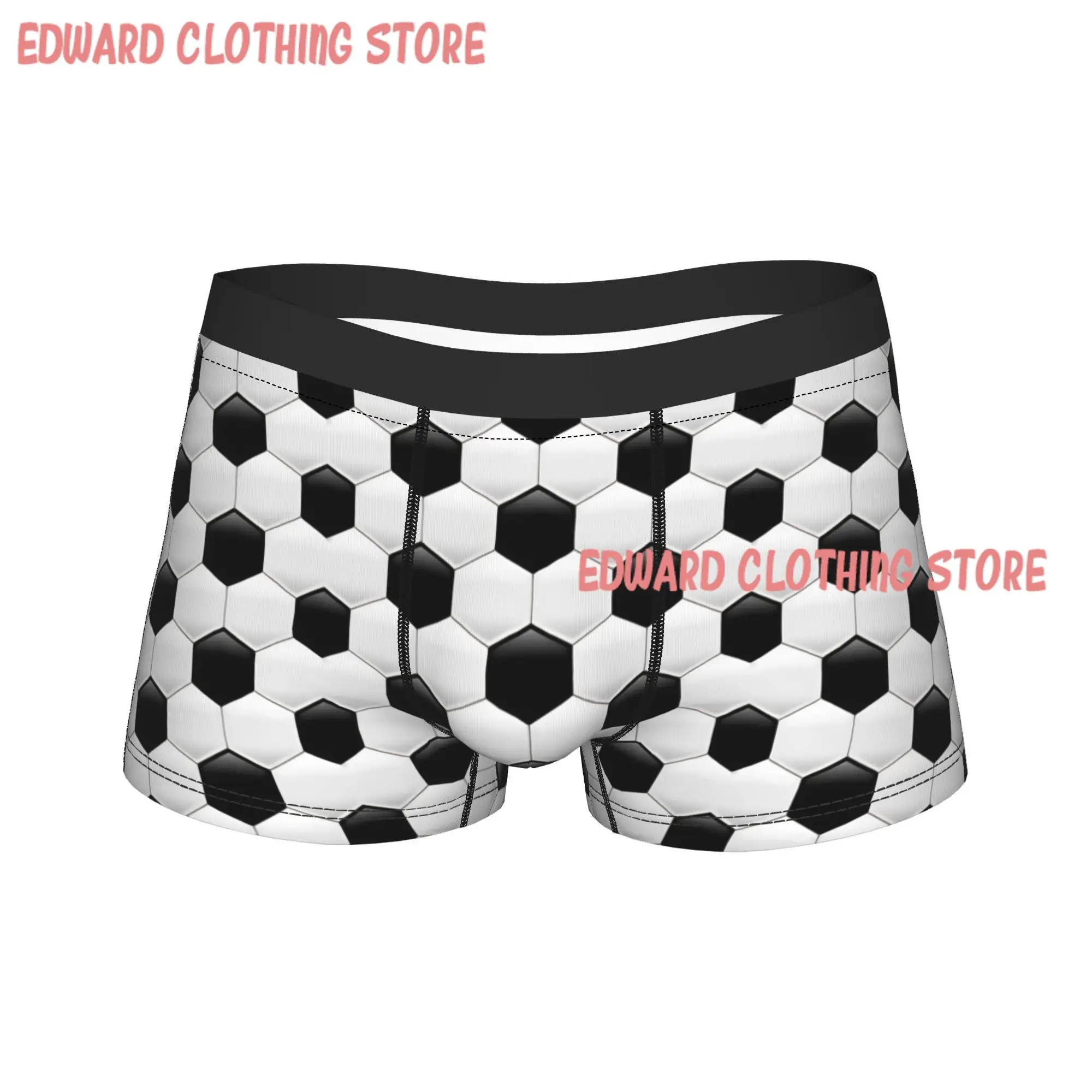 Soccer Football Print Underwear  Breathable Panties Pattern Shorts Briefs For Males Pouch Plus Size Boxershorts