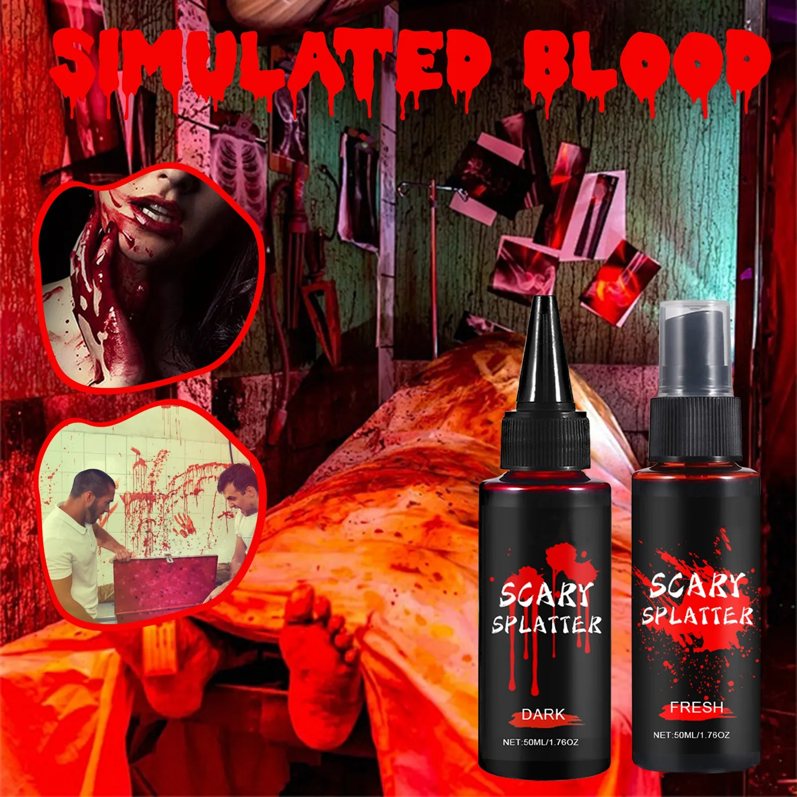 100ml Halloween Fake Blood Halloween Liquid Blood Drops Halloween Simulation Vampire Fake Blood Spray For Cosplay