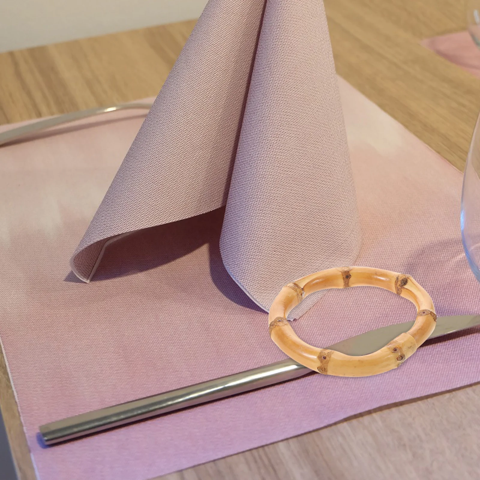 

Bamboo Napkin Ring Farmhouse Style Simple Installation Reusable Decorative Napkin Buckle Wedding Party Dining Table Decor