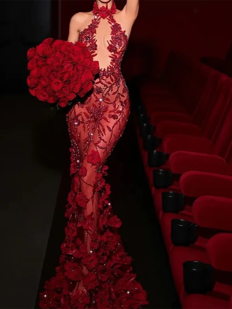 Элегантные блестящие платья русалки без рукавов с аппликацией на шее, вечерние платья для дня рождения, выпускного вечера по индивидуальному заказу