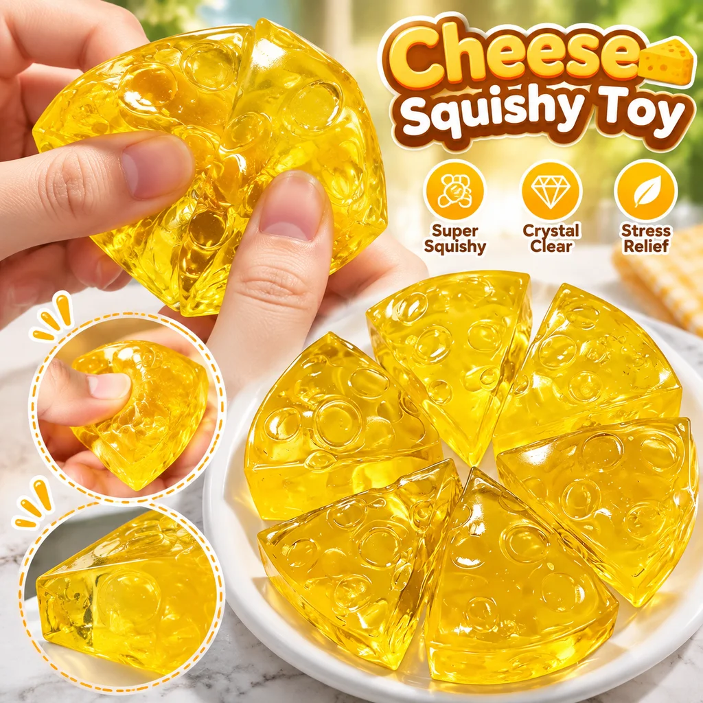 Squishy Honey Cheese Square Fidget Toys 2A Relieve Stress Super Soft Mochi Cheese Squeeze Toy Funny Anti Stress Sensory Toy9
