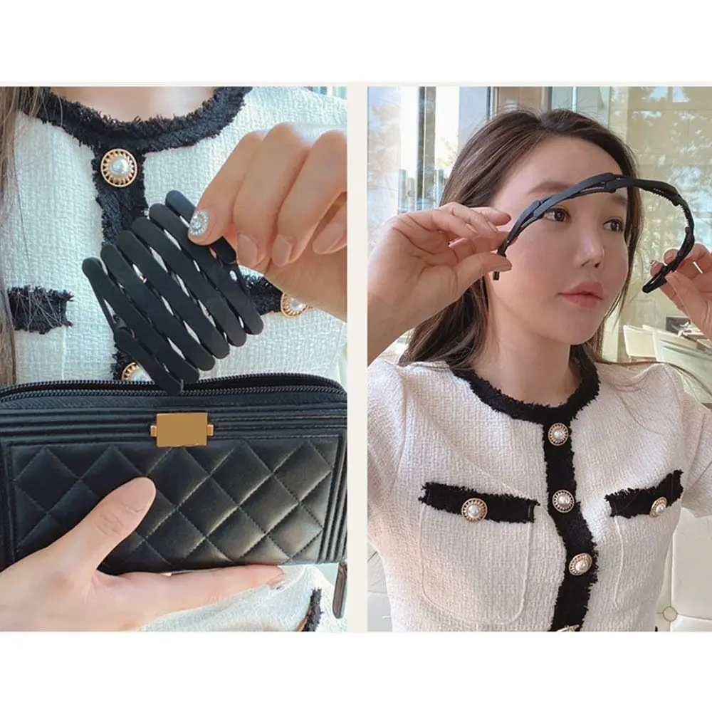 ที่คาดผมที่คาดผมแบบพับเก็บได้ผ้าเครื่องประดับผมที่หนีบผมใช้ได้ทุกเพศใหม่