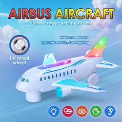 Kids Light Music Simulation Passenger Plane Toy Electric Airplane Model with Lights Sound and Music for Boys Birthday Gift