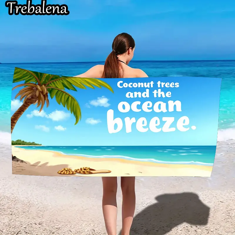 

30*60inch Ultra-Soft Beach Towel with Coconut Trees Ocean Breeze Beach Towel