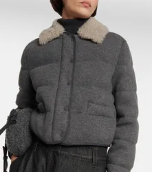 Women's Winter Casual Cashmere Jacket, Goose Down Top Clothing, Detachable Fur Collar Coat, Female Coat