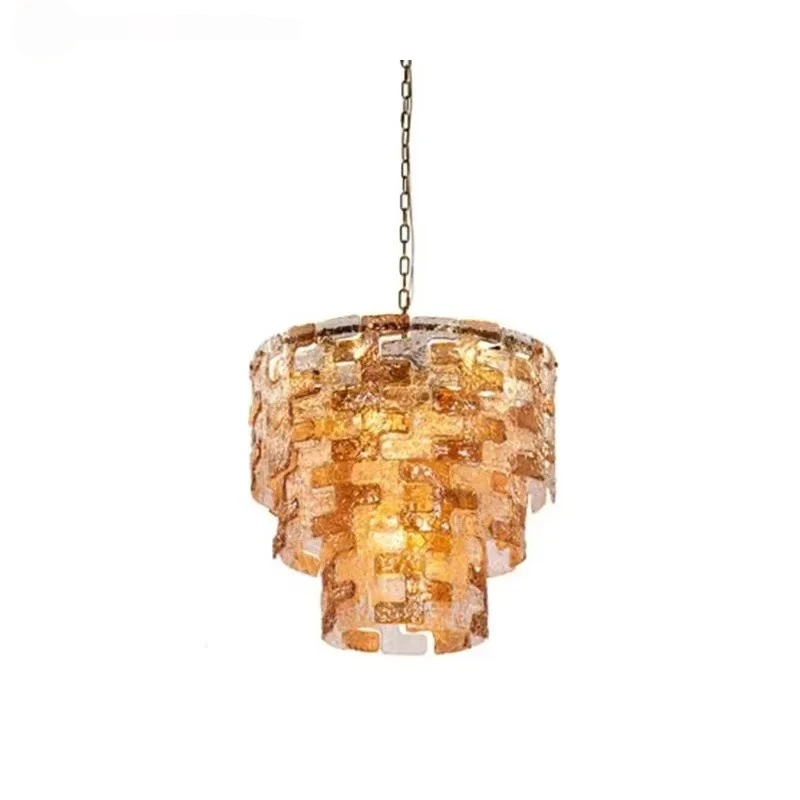 

French Style Layered Pendant Lamp Metal Glass Brass Silvery Finish Round Dimmable Ceilings Lustre Lighting Design