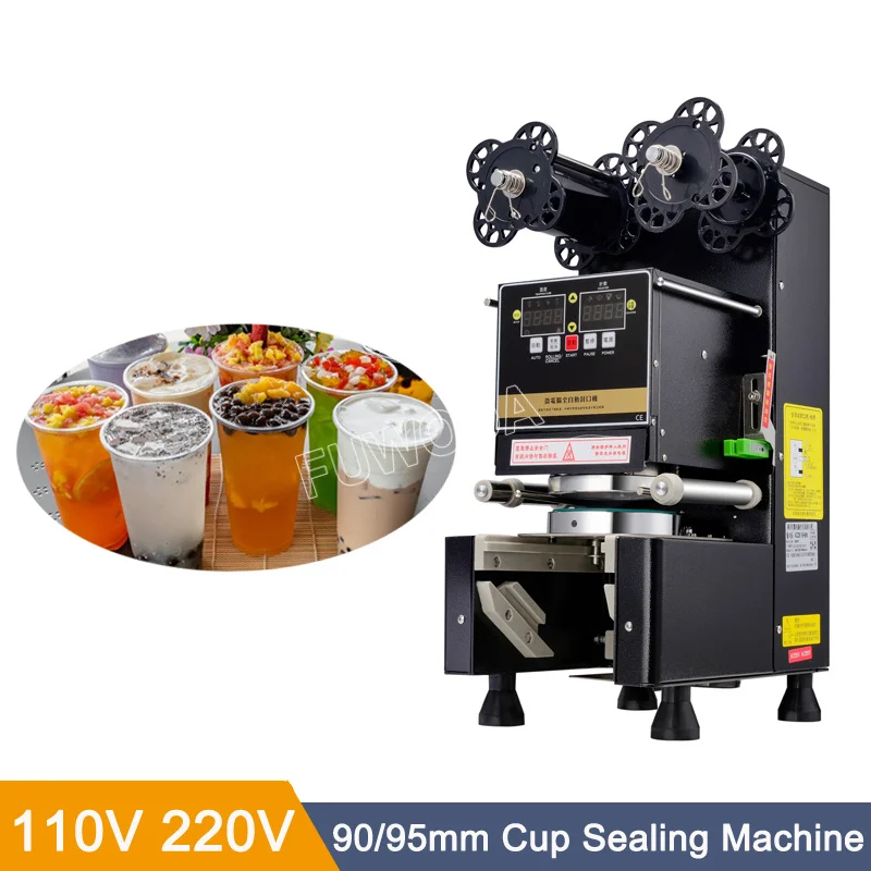 Milk Tea Drink Cup Plastic Paper Cup Sealing Machine Electric Automatic Sealer 9/9.5cm Bubble Coffee Tea Sealing For Business