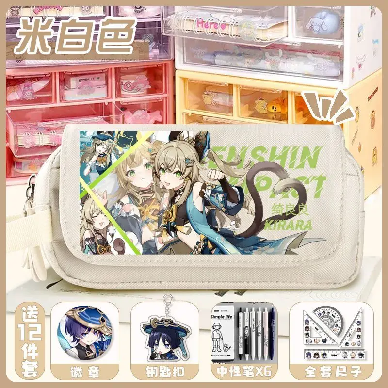 Genshin Impact Game Pencil Case Large Capacity Funina Arlecchino Merchandise Primary Secondary School Boys And Girls Statione