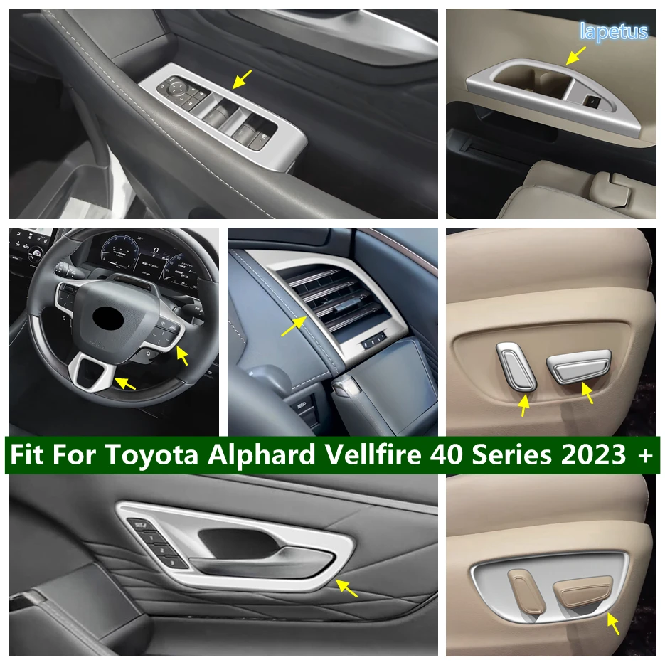 

Car Accessories Front Door Handle Bowl / Third Row Cup Holder Cover Trim For Toyota Alphard Vellfire 40 Series 2023 2024 Matte