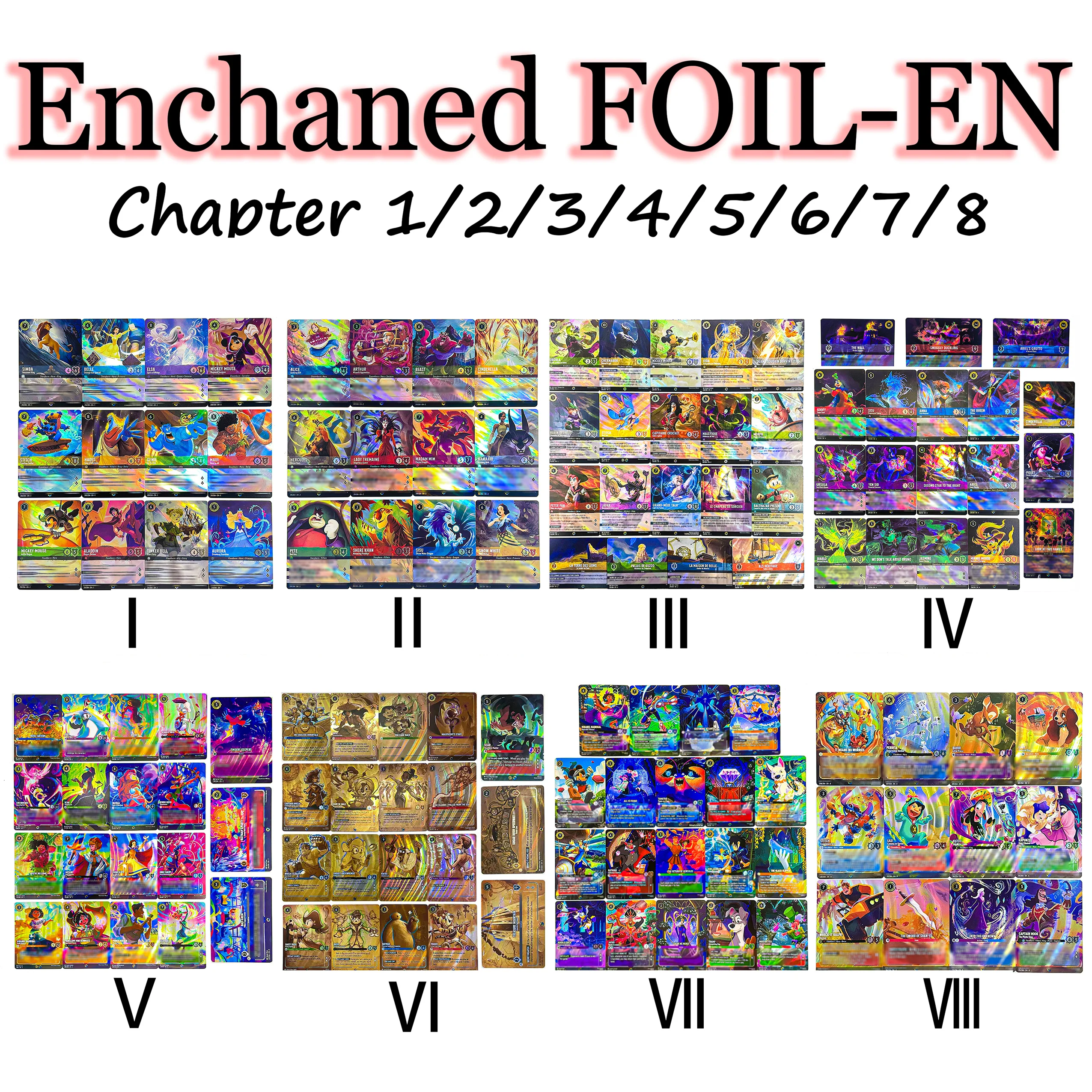 

Lorcana Proxy Chapter 1/2/3/4/5/6/7/8 Foil Collection Cards Elsa Simba Mickey Mouse Baymax Aladdin TCG Game Card English version