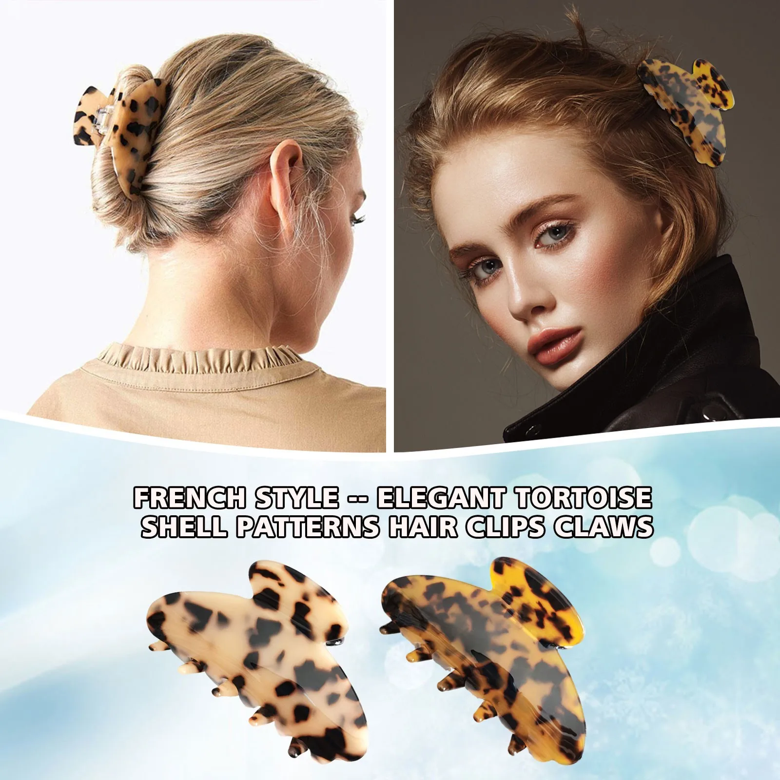 

Elegant Leopard Jaw Hair Clip Tortoise Hair 2pc Print French Clip Simple Fashion Hair Accessories Coleteros Infantiles NiñA
