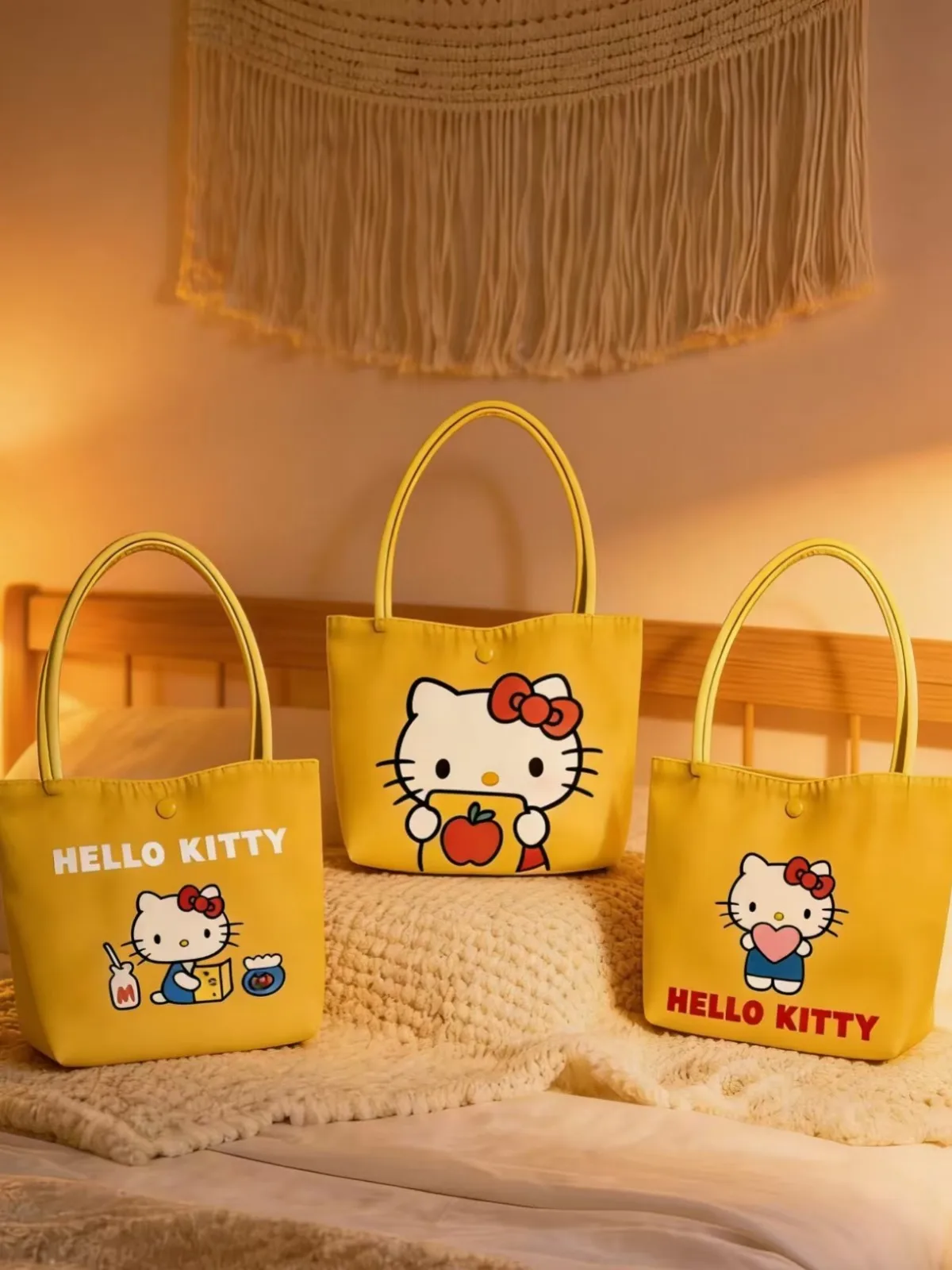 Hello Kitty Damenhandtasche, Niedliche Cartoon-Print Aufbewahrungstasche, Geeignet für Alltag und Reisen, Vielseitige Schultertasche