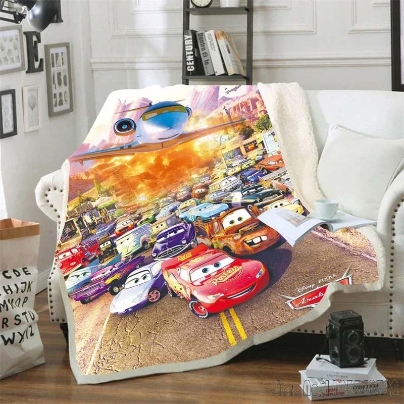 Lightning McQueen 95 kartun 3d mobil selimut lempar untuk tempat tidur Sofa dekorasi bulu selimut tidur siang anak laki-laki anak perempuan hadiah anak-anak