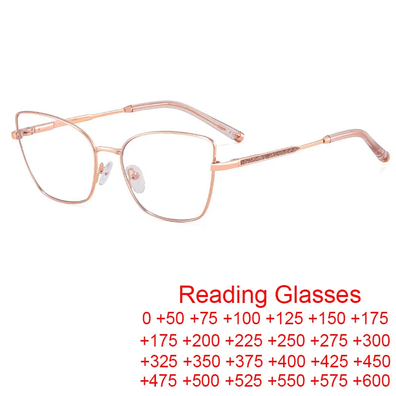 Fashion Cat-eye Frames Women's Reading Glasses 2025 New Thin Metal Frames Rose Gold Eyeglasses Prescription Glasess Custom