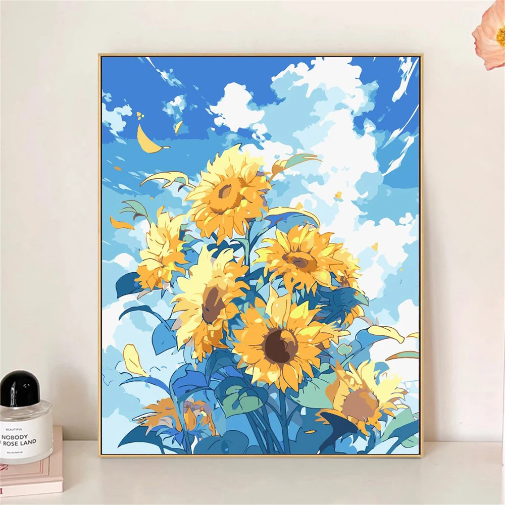 Paint by Numbers For Adult Kit Fluttering Flowers DIY Dropshipping acrylic Oil Painting Canvas by Number Home Decor