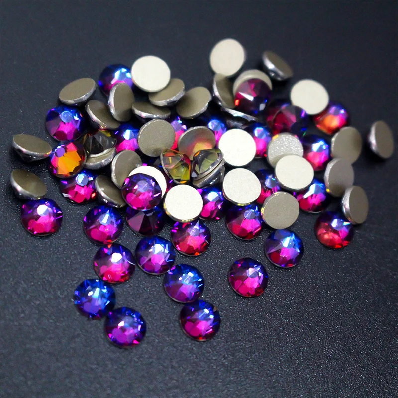 2088 Volcano Blue 8 Big and 8 Small Cut 5A Top Quality Flat Back Rhinestones Glue on Crystal Nail Art or Wedding Dance Costume