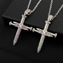 Exquisite Fashion Creative Personality Charm Screw Cross Pendant Necklace for Women Clavicle Luxury Aesthetic Jewelry