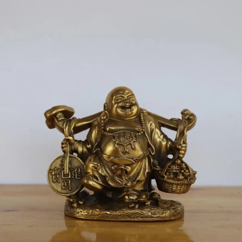 

China Buddhism Fengshui Tibet Silver Wealth Yuanbao Money Maitreya Statue