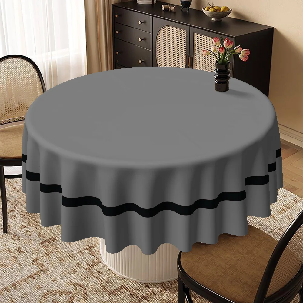 Round tablecloth, with a Christmas theme, featuring a solid-color circular pattern design, suitable for Christmas events.