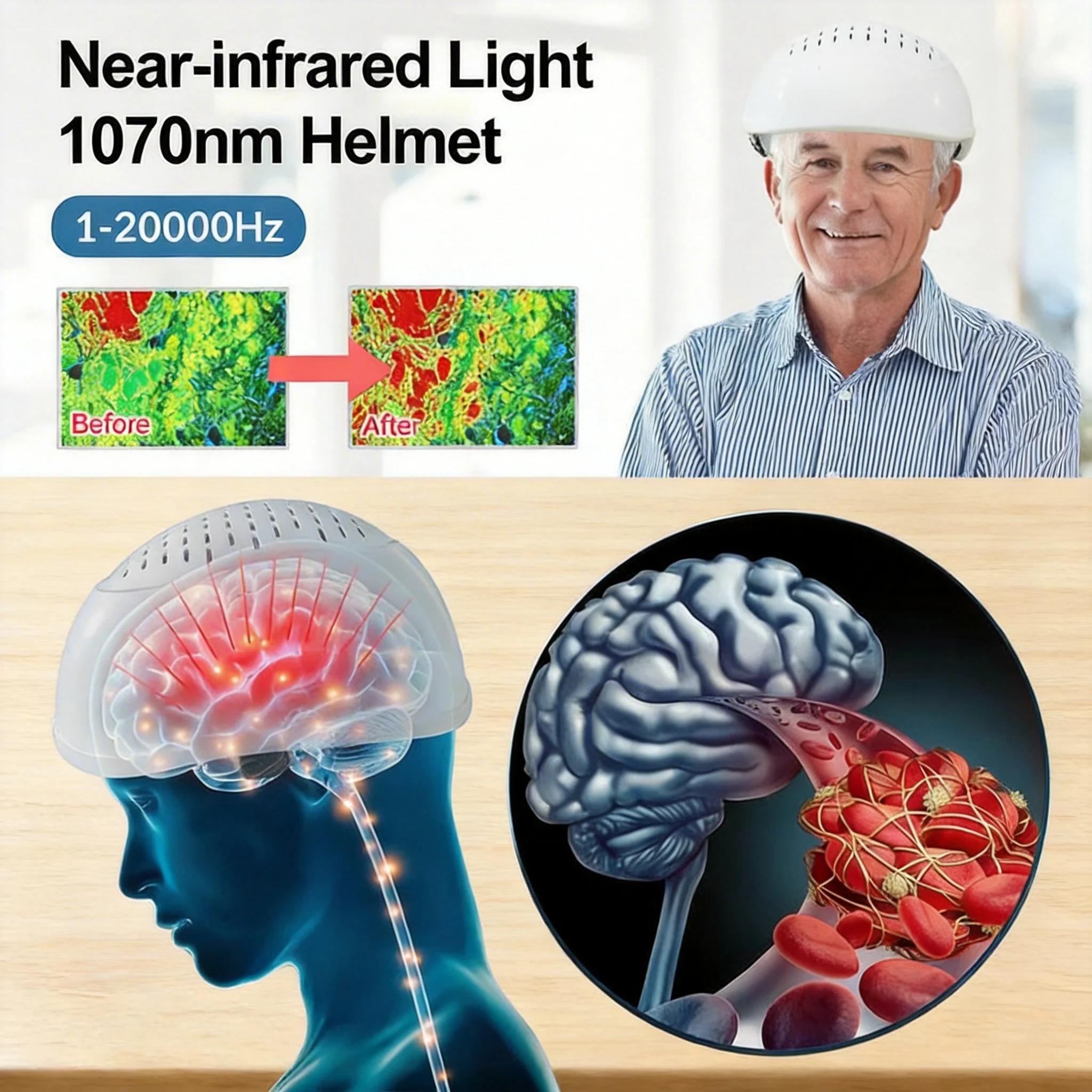 Non-Invasive 1070nm Near Infrared PBM Helmet for Stroke Victims Dementia Parkinson Boost Brain Activities Cognition Enhancement view 6