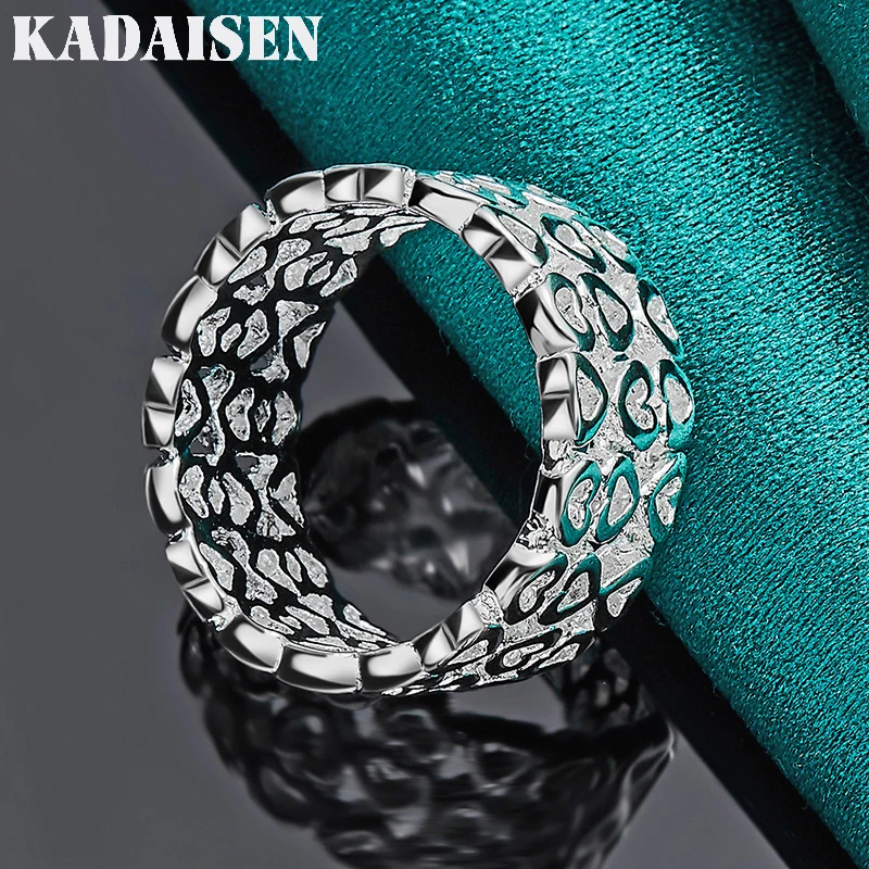 925 Sterling Silver Hollow Heart 7-10# Ring For Women Wedding Charm Engagement Fashion Jewelry