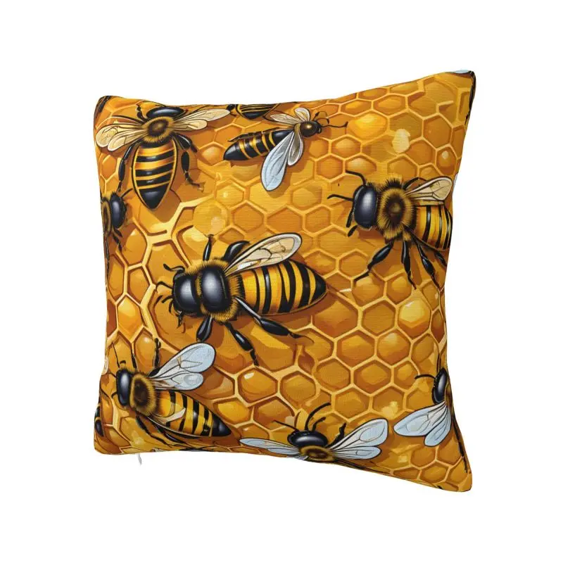 Fashion Honey Bees Cushion Cover 60x60cm Soft Pillow Case for Sofa Car Square Pillowcase Decoration