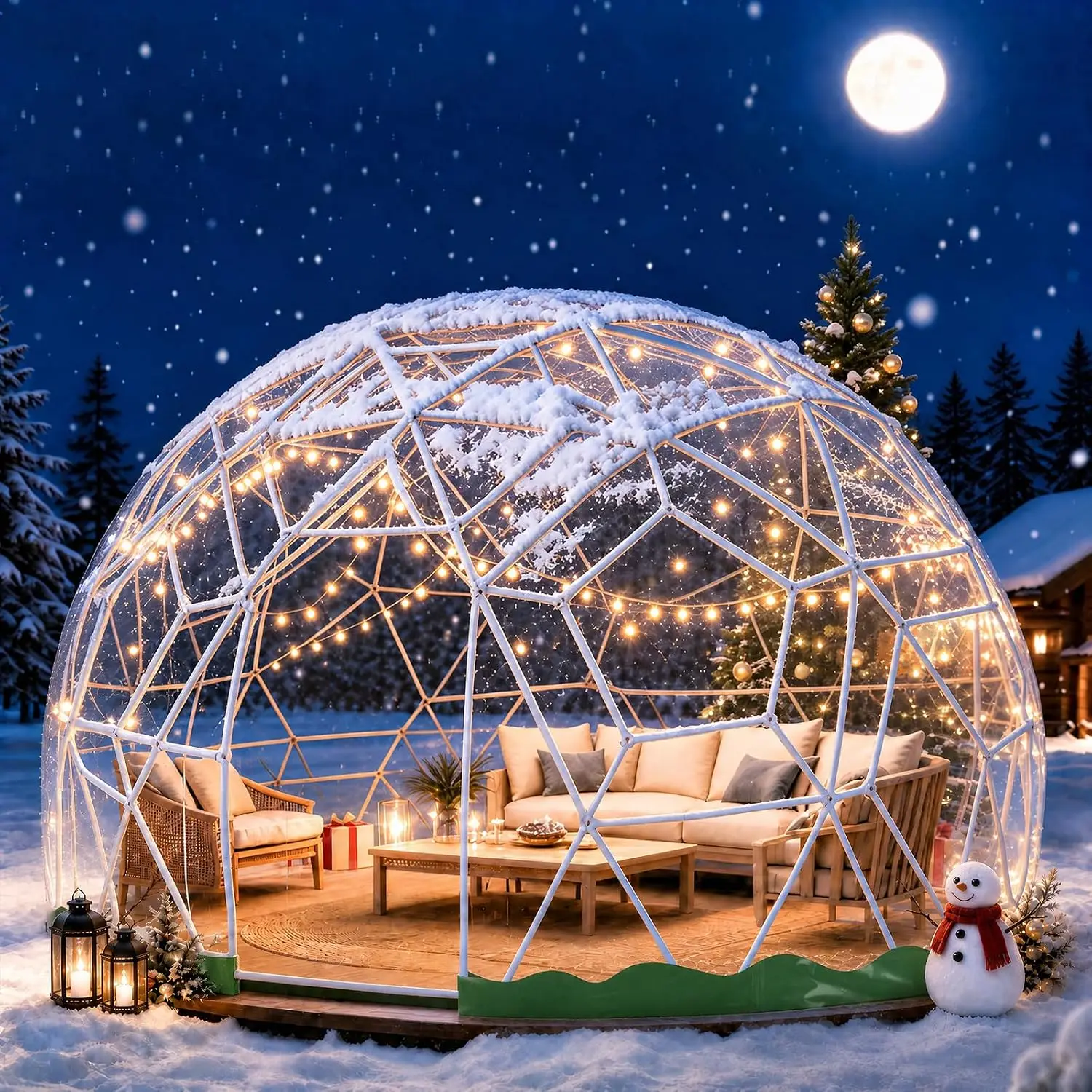 12.5FT Garden Dome Tent, Geodesic Dome Greenhouse with TPU Clear Cover, 1.5MM Thick PC Frame Tubes,Waterproof Garden Bubble Tent