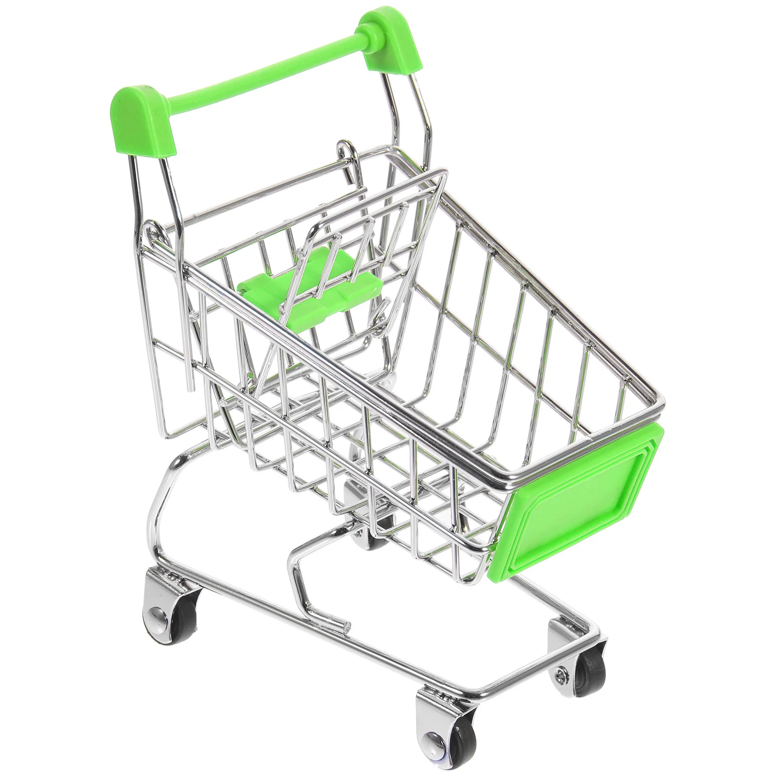 عربة تسوق صغيرة سلة التخزين 11*7.5*11.5 سنتيمتر لون عشوائي معدن البلاستيك منظم سطح المكتب للوازم المدرسية المكتبية #4