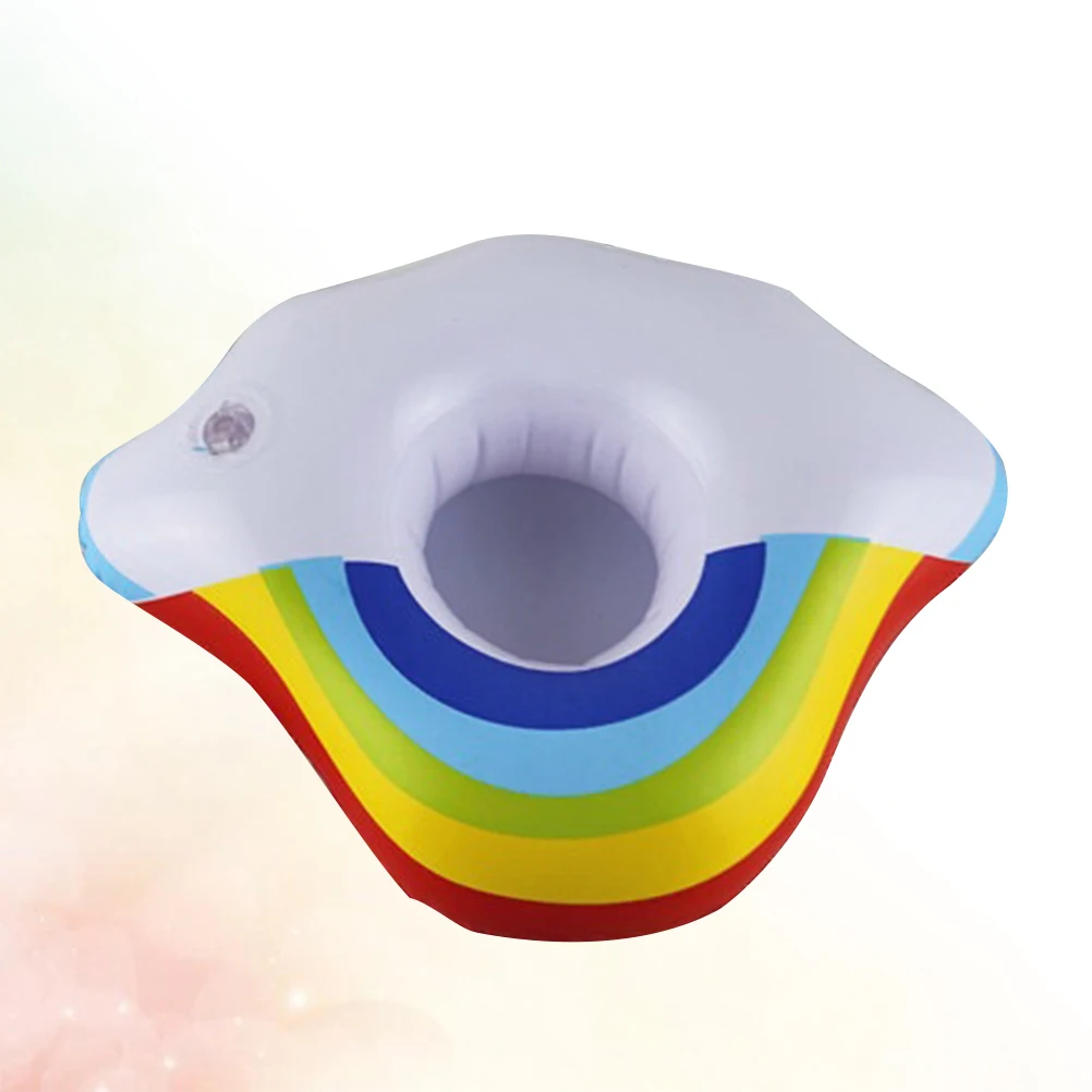 4 قطعة سحابة قوس قزح حامل الكأس القابل للنفخ بولي كلوريد الفينيل العائمة شرب بركة حفلة شاطئ السباحة ملحق الصيف متعة #6