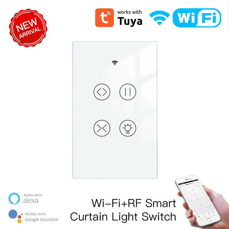 

Voice Control Tuya Smart Wifi Rf Glass Panel Remote Control Light Switch -fi2.4ghz Smart Life App Light Touch Switch