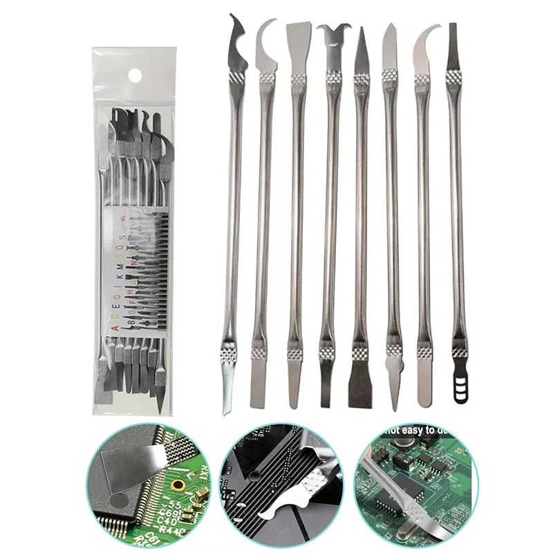 For Mobile Phone Motherboard 8 Pcs IC Repair Tools Stainless Steel Thin Blades Phone Laptop Repair Ultra-Thin Scraper Tool Set