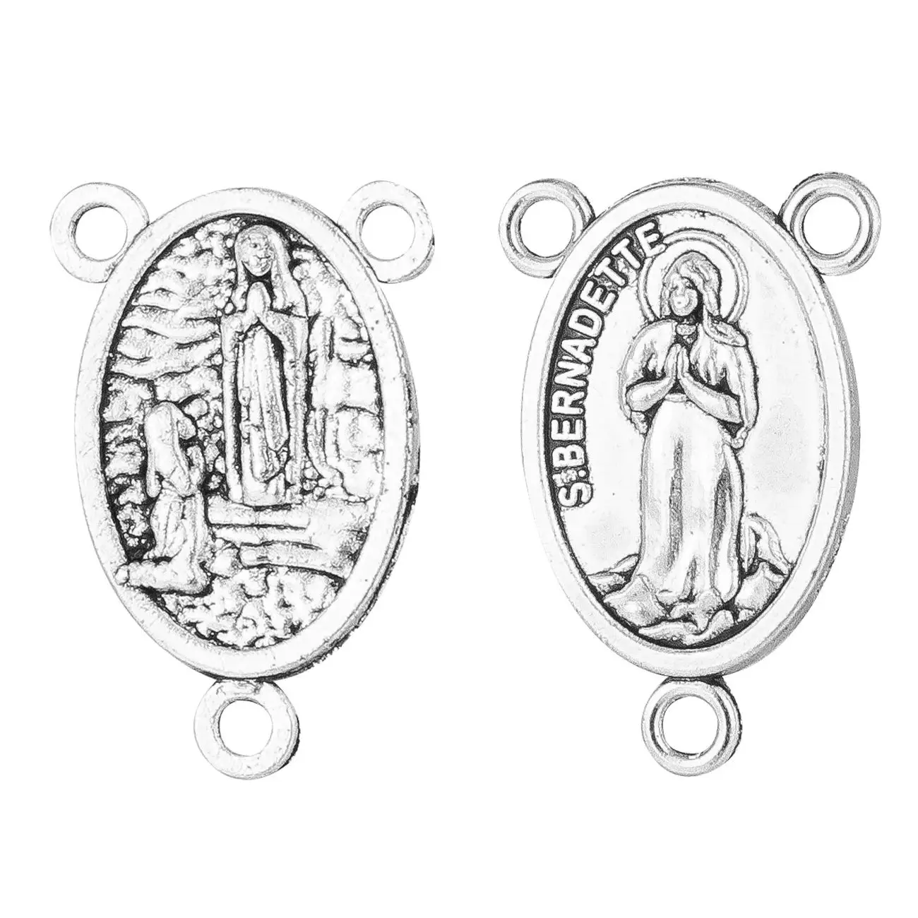 10Pcs St. Bernadette Grotto Rosary Centerpieces Catholic Our Lady of Lourdes Medals Connectors DIY Jewelry Accessories