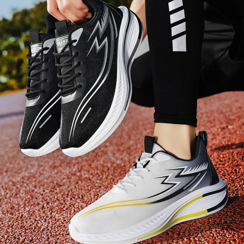 

New Men's Casual Breathable Round-toed Lightweight Woven Color-block Belt Lightweight Outdoor Sports Running Shoes