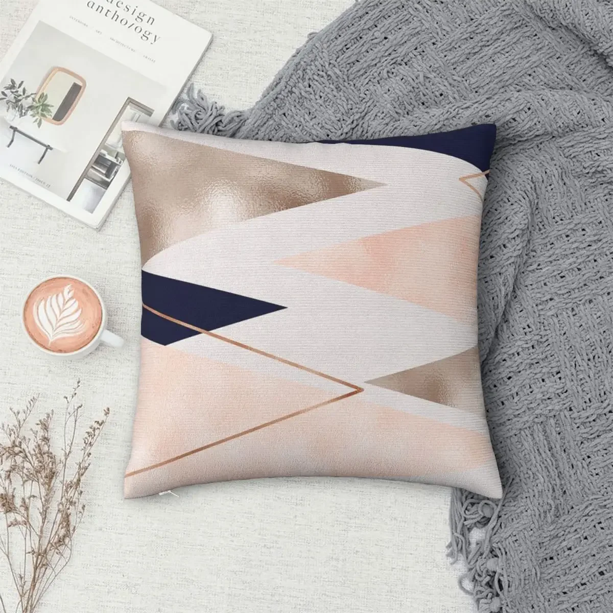 Rose Gold French Navy Geometric Pillowcase Polyester Pillows Cover Cushion Comfort Throw Pillow Sofa Decorative Cushions Used