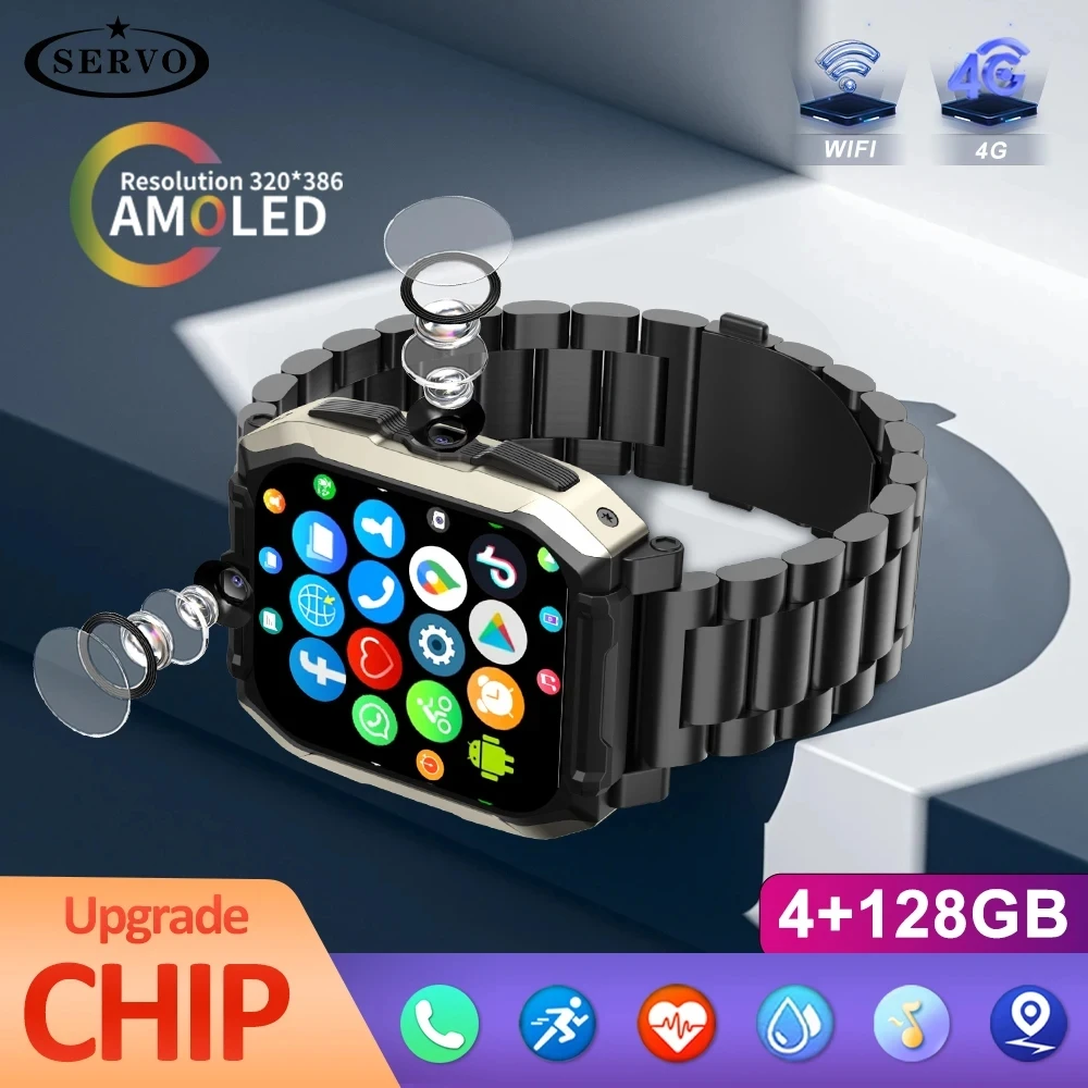 

4G 128GB Smart Watch SIM Card Android HD Camera Men Women Set GPS Google Play Store Call Bluetooth Electronic Heart Rate APP