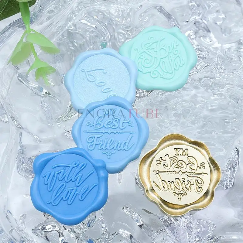 3D Embossed Wax Marker Seal Stamp Frosted Brass English Phrase Blessing Scrapbooking Wedding Gift Greeting Card Decoration Tools