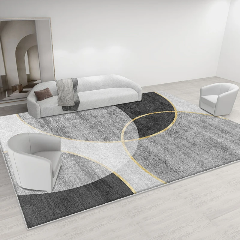 VIKAMA Minimalist Luxury Gray Crystal Velvet Carpet Living Room Anti-Slip Water Absorbent Floor Mat Interior Decoration