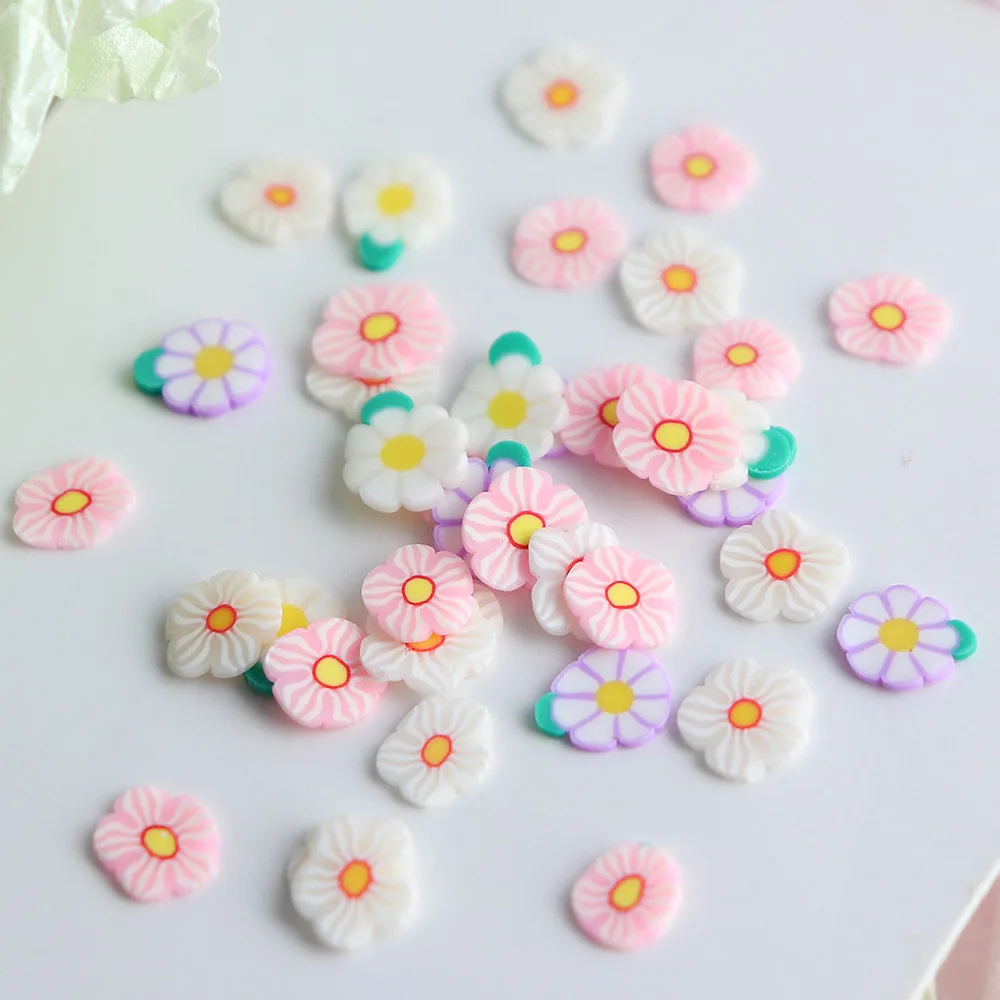 10g fiore per unghie gioielli fatti a mano fai da te Slime Filler accessori ceramica morbida Cute Nail Art patch Daisy Polymer Clay paillettes