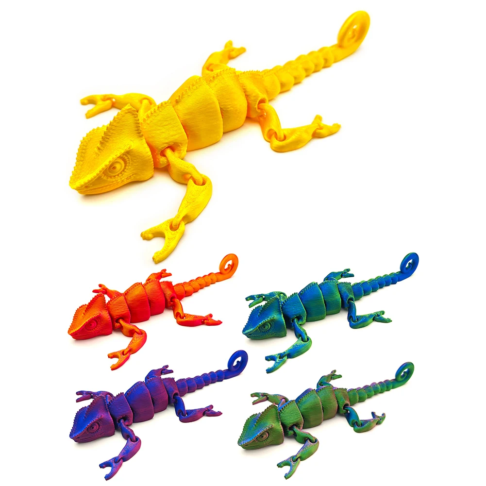 3D Print Chameleon Flexible Joint Animal Lacertid Figurines Stress Relief ADHD Toys Crawling Lizard Model Children Creative Toys