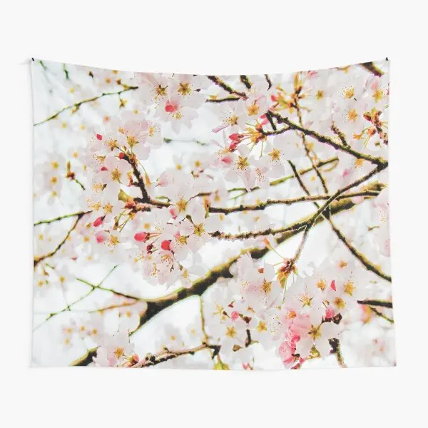 Cherry Blossom Tapestry Floral Petals Tapestry Japanese Sakura Tree Blooms Tapestry Wall Hanging Decor for Bedroom Living Room