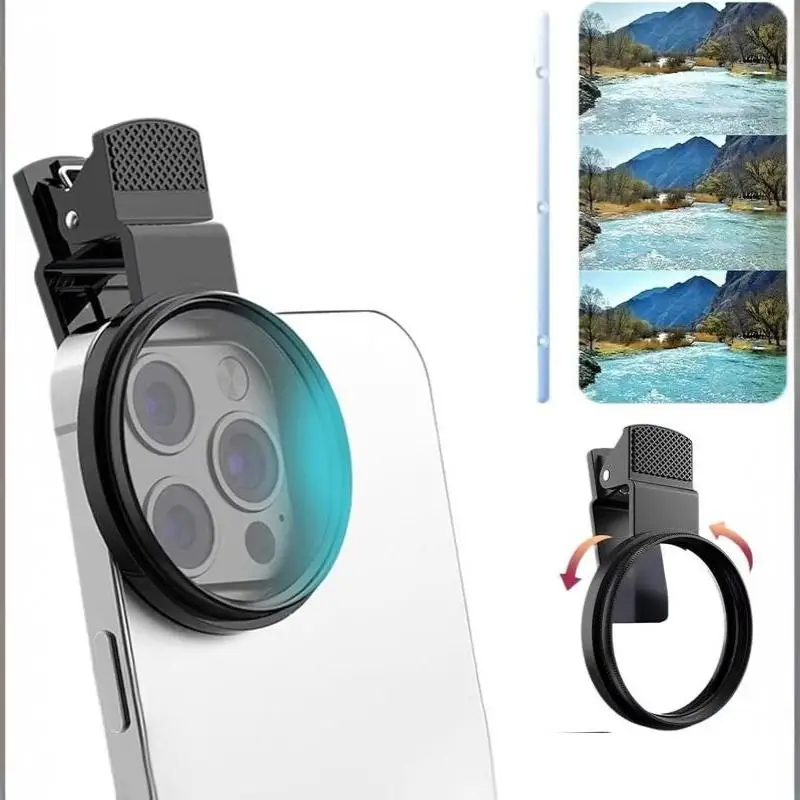 52mm CPL Polarizer Filter Eliminates Reflection For Mobile Phone Photography With Clip