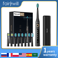 Fairywill Electric Sonic Toothbrush 5 Modes Replacement Heads Waterproof Travel Case Powerful Cleaning Soft Heads Toothbrush Set