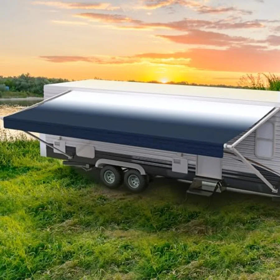 

Shade Pro RV Awning Fabric Replacement for Outdoor Use in Campers and Trailers Durable Premium Grade Vinyl 16' [Fabric 15' 2] S