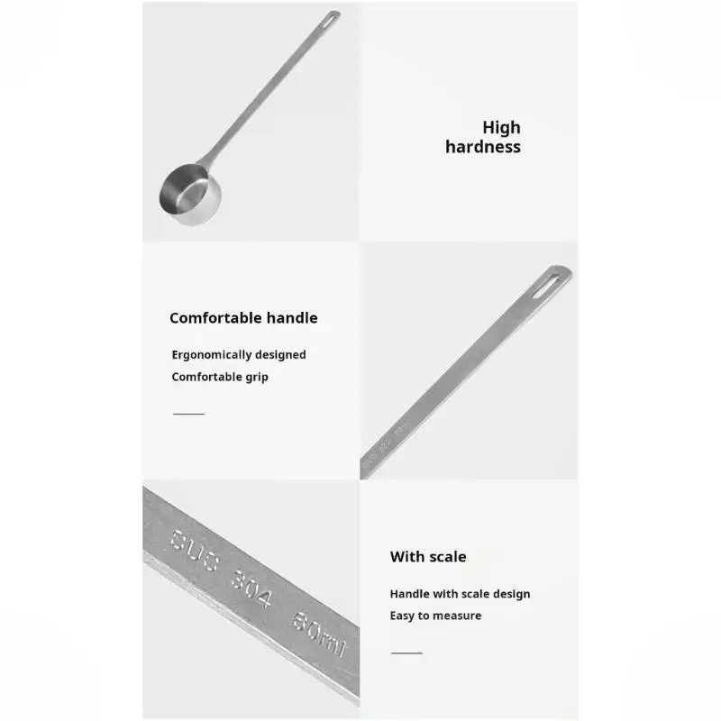E8BD Durable 304 Nonrust Steel 60Ml Scoops With Clear Measurement Marks