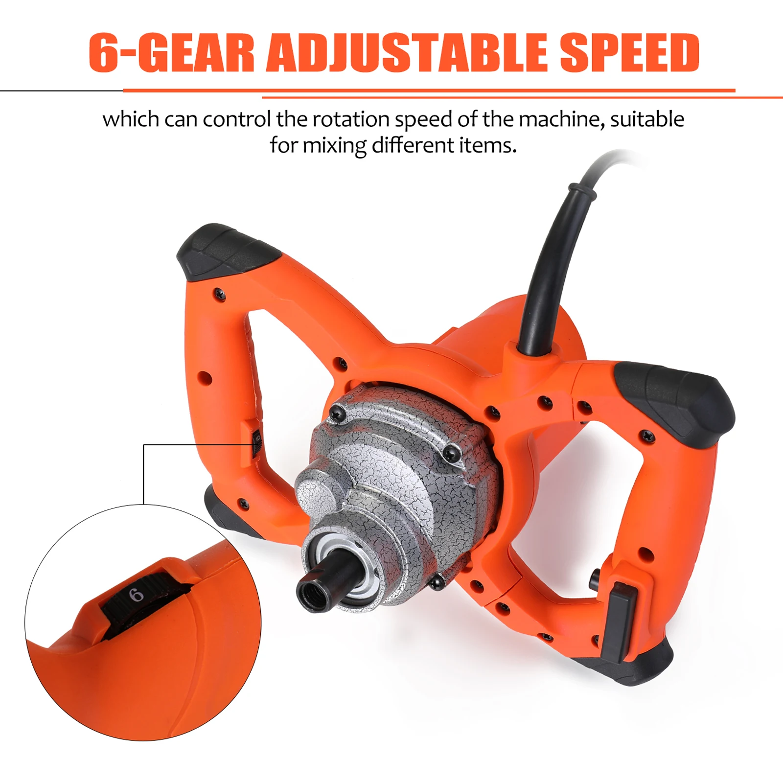 2300W Industrial Grade Mixer 6 Gear Adjustable Speed Handheld Paint Cement Plaster Mortar Coating Putty Powder Mixing Machine