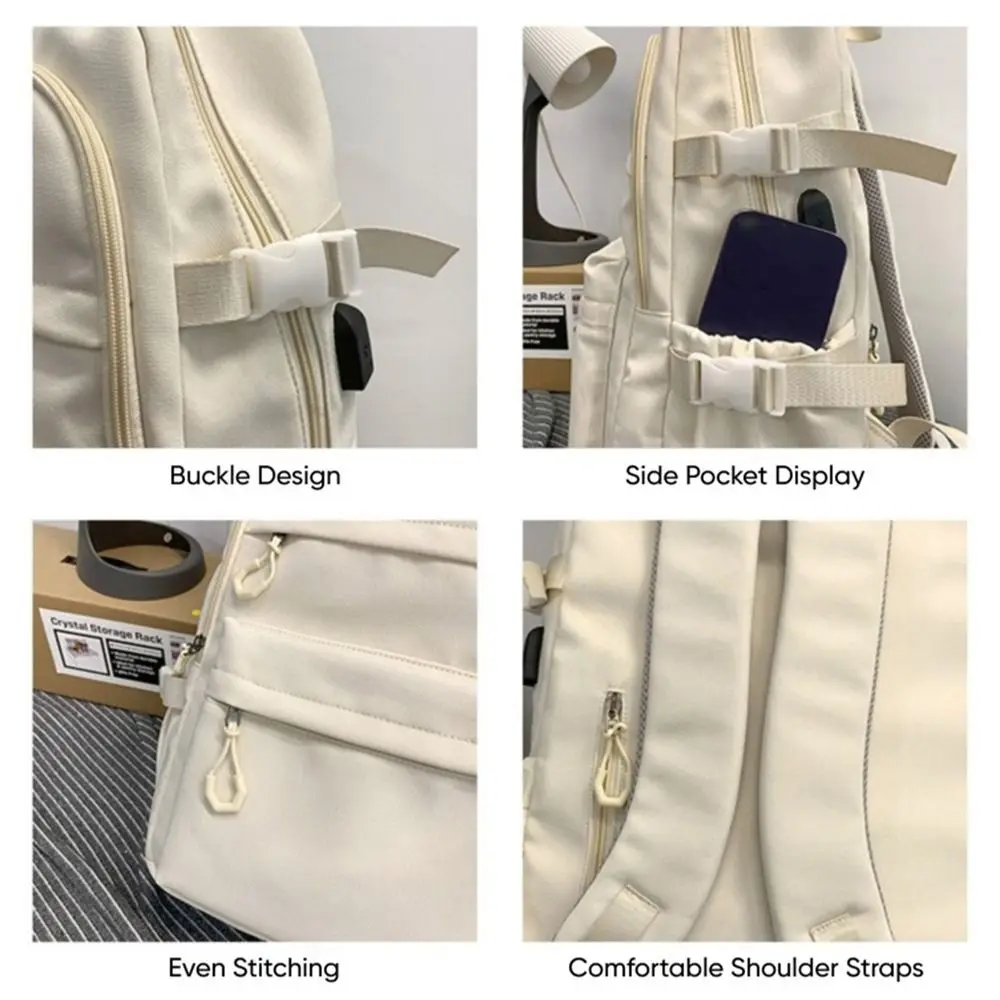 Mochila de nylon elegante, grande capacidade, alivia a carga, mochila escolar leve, viagem ao ar livre