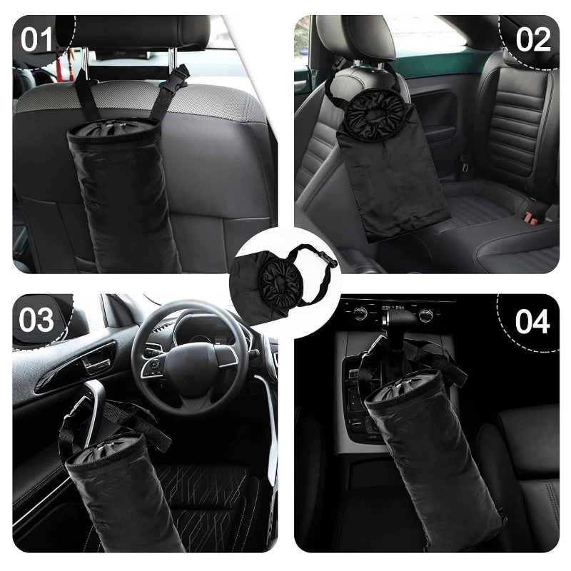 Car Trash Bag Can Hanging Back Seat Car Garbage Bag with Storage Pockets Washable Eco-Friendly Can Outdoor Traveling Home Use view 3