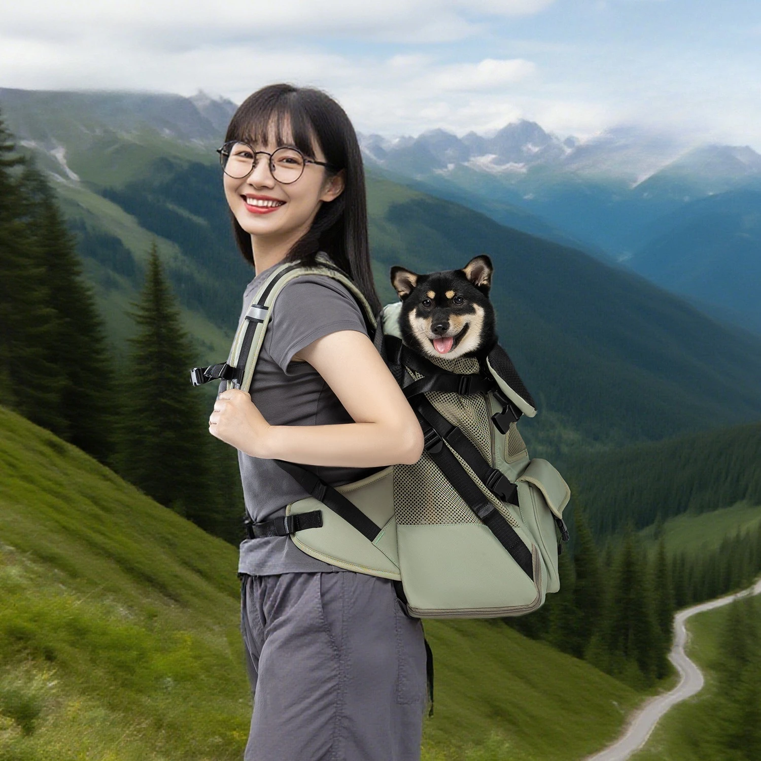 

Outdoor Breathable Pet Cat Backpack Large Capacity Portable Double Shoulder Dog Carrier Travel Bag for Small Medium Pets