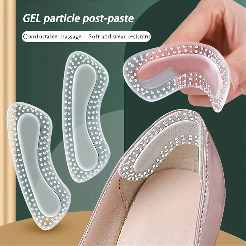 

2Pcs/4Pcs Silicone Heel Stickers Non Slip Shoe Pad Self-Adhesive Gel Heel Pads for shoes too big Adjustable Size Heel Protectors